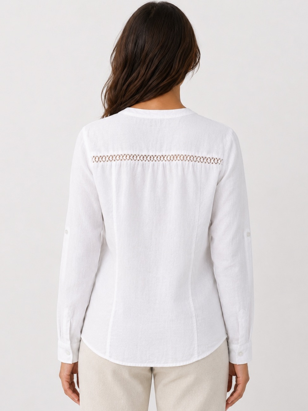 Multiples White Linen Button Front Lagenlook Shirt Medium - Picture 2 of 5